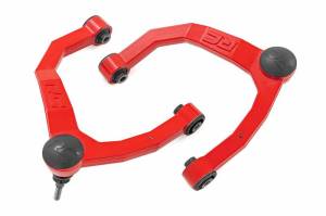 10018RED | Rough Country Forged Aluminum Upper Control Arms For Chevrolet Silverado / GM Sierra 1500 2/4WD | 2019-2024 | Red