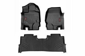 M-51515 | Rough Country Floor Mats Front & Rear For Ford F-150 / F-150 Lighting / Raptor | 2015-2023 | Front Row Bucket Seats, Factory Under Seat Storage