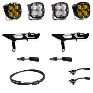 Baja Designs - 447868UP | Baja Designs Squadron SAE/Pro Pocket Kit Fog Lights With DRL For Ford F-150 | 2021-2022 | Pair, Amber, Upfitter Wiring - Image 1