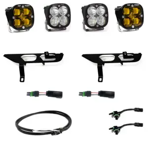 Baja Designs - 447869UP | Baja Designs Squadron SAE/Sport Pocket Kit Fog Lights With DRL For Ford F-150 | 2021-2022 | Pair, Amber, Upfitter Wiring - Image 1