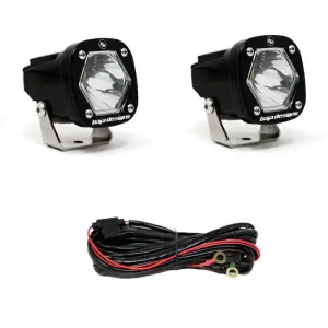 387801 | Baja Designs S1 Black LED Auxiliary Light Pod | Pair, Spot Light Pattern, Clear, Universal