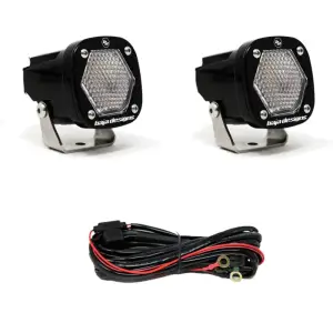 387806 | Baja Designs S1 Black LED Auxiliary Light Pod | Pair, Work/Scene Light Pattern, Clear, Universal