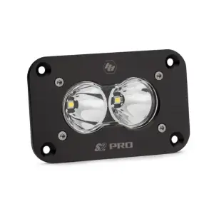 481001 | Baja Designs S2 Pro Black Flush Mount LED Auxiliary Light Pod | Single, Spot Light Pattern, Clear, Universal