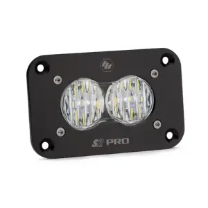 481005 | Baja Designs S2 Pro Black Flush Mount LED Auxiliary Light Pod | Single, Wide Cornering Light Pattern, Clear, Universal