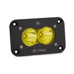 481011 | Baja Designs S2 Pro Black Flush Mount LED Auxiliary Light Pod | Single, Spot Light Pattern, Amber, Universal