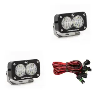 487805 | Baja Designs S2 Pro Black Auxiliary LED Light Pod | Pair, Wide Cornering Light Pattern, Clear, Universal