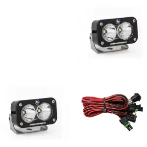 487806 | Baja Designs S2 Pro Black Auxiliary LED Light Pod | Pair, Work/Scene Light Pattern, Clear, Universal