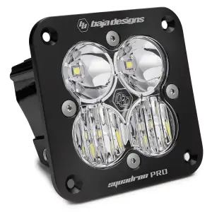 491003 | Baja Designs Squadron Pro Black Flush Mount Auxiliary LED Light Pod | Single, Driving/Combo Light Pattern, Clear, Universal