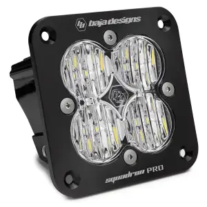 491005 | Baja Designs Squadron Pro Black Flush Mount Auxiliary LED Light Pod | Single, Wide Corning Light Pattern, Clear, Universal