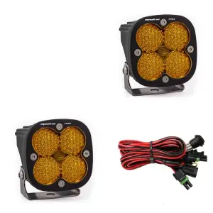 497816 | Baja Designs Squadron Pro Black Auxiliary LED Light Pod | Pair, Work/Scene Light Pattern, Amber, Universal