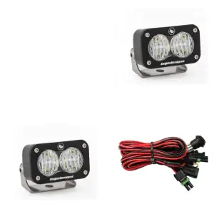 547805 | Baja Designs S2 Sport Black Auxiliary LED Light Pod | Pair, Wide Cornering Light Pattern, Clear, Universal