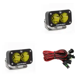 547811 | Baja Designs S2 Sport Black Auxiliary LED Light Pod | Pair, Spot, Light Pattern, Amber, Universal