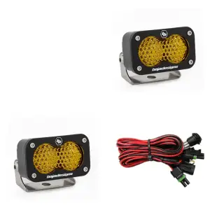 547816 | Baja Designs S2 Sport Black Auxiliary LED Light Pod | Pair, Work/Scene Light Pattern, Amber, Universal