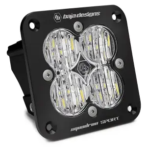 551005 | Baja Designs Squadron Sport Black Flush Mount Auxiliary LED Light Pod | Single, Wide Cornering Light Pattern, Clear, Universal