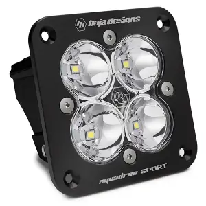 551006 | Baja Designs Squadron Sport Black Flush Mount Auxiliary LED Light Pod | Single, Work/Scene Light Pattern, Clear, Universal