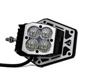 790011 | Baja Designs Squadron Nighthawk Mirror LED Light Kit For UTV | Single, Wide Cornering Light Pattern, Clear, 1.75 inch Tube Mount