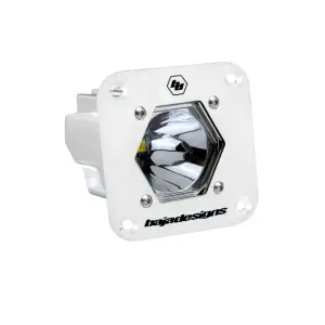 381001WT | Baja Designs S1 White Flush Mount LED Auxiliary Light Pod | Single, Spot Light Pattern, Clear, Universal