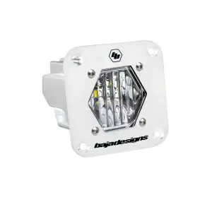 381005WT | Baja Designs S1 White Flush Mount LED Auxiliary Light Pod | Single, Wide Cornering Light Pattern, Clear, Universal