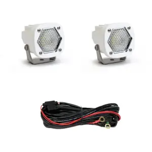 387806WT | Baja Designs S1 White LED Auxiliary Light Pod | Pair, Work/Scene Light Pattern, Clear, Universal