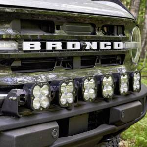 Baja Designs - 447768UP | Baja Designs XL Sport Bumper Linkable LED Light Bar Kit For Ford Bronco | 2021-2023 | Multi-Pattern Light Pattern, Clear, Upfitter Wiring, With OE Plastic Bumper - Image 1