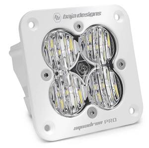 491005WT | Baja Designs Squadron Pro White Flush Mount LED Auxiliary Light Pod | Single, Wide Cornering Light Pattern, Clear, Universal