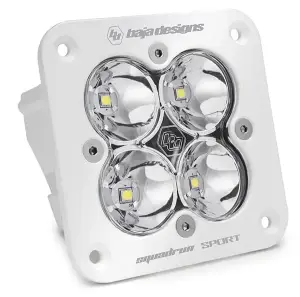 551001WT | Baja Designs Squadron Sport White Flush Mount LED Auxiliary Light Pod | Single, Spot Light Pattern, Clear, Universal