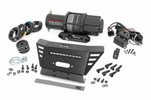 Rough Country - 92079 | Rough Country Winch Mount With 10 Inch Slimline LED Light Bar For Honda Pioneer 520 (SXS520M2) | 2022-2023 | With Mount & RS4500S Winch - Image 1