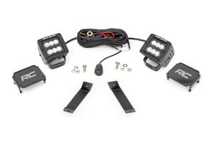 70079 | Rough Country LED Ditch Light Kit For Jeep Cherokee KL | 2014-2021 | Black Series With Flood Beam