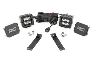 70078 | Rough Country LED Ditch Light Kit For Jeep Cherokee KL | 2014-2021 | Black Series With Spot Beam