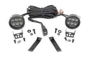 70083 | Rough Country LED Ditch Light Kit For Jeep Cherokee KL | 2014-2021 | 3.5 Inch Round With Amber DRL