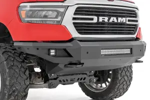 Rough Country - 10808ATH | Rough Country High Clearance Front Bumper With LED Lights & Skid Plate For Ram 1500 | 2019-2023 | With Tow Hooks - Image 2