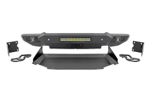 Rough Country - 10808ATH | Rough Country High Clearance Front Bumper With LED Lights & Skid Plate For Ram 1500 | 2019-2023 | With Tow Hooks - Image 1