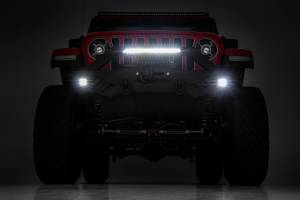 Rough Country - 10645A | Rough Country Front Winch Bumper With Black Series 2" LED Cubes & 20" Single Row LED Light Bar For Jeep Gladiator JT / Wrangler 4xe, JK & JL | 2007-2023 | No Winch - Image 5