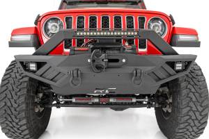 Rough Country - 10645A | Rough Country Front Winch Bumper With Black Series 2" LED Cubes & 20" Single Row LED Light Bar For Jeep Gladiator JT / Wrangler 4xe, JK & JL | 2007-2023 | No Winch - Image 6