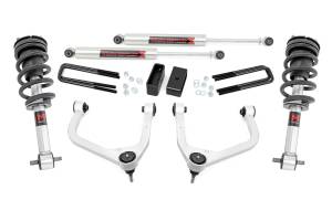 22640 | Rough Country 3.5 Inch Lift Kit For GMC Sierra 1500 2WD/4WD | 2019-2024 | Rear Factory Multi-Leaf Spring, M1 Struts, M1 Rear Shocks