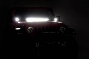 Rough Country - 70053 | Rough Country 30 Inch LED Light Bar Hood Kit For Jeep Gladiator JT (2020-2022) / Wrangler 4xe (2021-2023) / Wrangler JL (2018-2023) | Chrome Series Light - Image 4