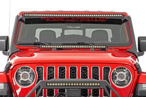 Rough Country - 70066 | Rough Country 50 Inch LED Light Bar Upper Windshield Mount Kit For Jeep Gladiator JT / Wrangler JL | 2018-2023 | Black Series With White DRL, Single Row - Image 6