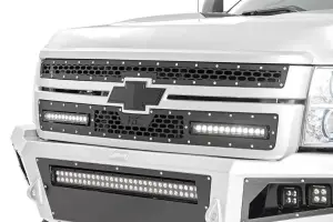 Rough Country - 70155 | Chevy Mesh Grille w/ Dual 12in Black Series LEDs (11-14 Silverado HD) - Image 4