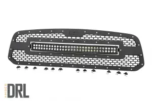 Rough Country - 70199BDA | Rough Country Mesh Grille With 30 Inch Dual Row LED Light Bar For Ram 1500 / 1500 Classic 2/4WD | 2013-2023 | Black Series With Amber DRL - Image 2