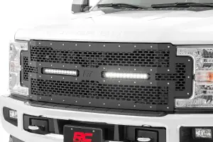 Rough Country - 70216 | Ford Mesh Grille w/ Dual 12in Black-Series LEDs (17-19 Super Duty) - Image 5