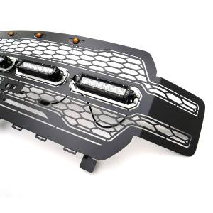 T-Rex Billet - 6515791 | T-Rex Revolver Series LED Grille | Laser Cut Pattern | Mild Steel | Black | Chrome Studs | 1 Pc | Replacement | Incl. 6 in. LED - Image 1