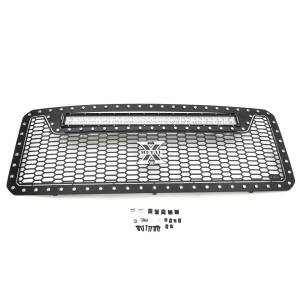 T-Rex Billet - 7315461 | T-Rex Laser Torch Series Grille | Laser Cut Pattern | Mild Steel | Black | Chrome Studs | 1 Pc | Insert | Incl. Universal Wiring Harness - Image 2