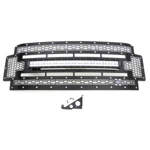 T-Rex Billet - 7315471 | T-Rex Laser Torch Series Grille | Laser Cut Pattern | Mild Steel | Black | Chrome Studs | 1 Pc | Replacement - Image 1