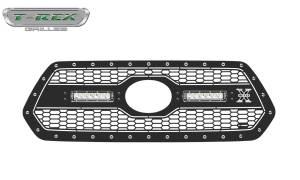 T-Rex Billet - 7319511 | T-Rex Laser Torch Series Grille | Laser Cut Pattern | Mild Steel | Black | Chrome Studs | 1 Pc | Insert - Image 2