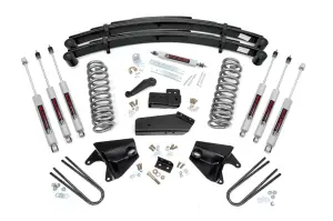 52033 | Rough Country 4 Inch Lift Kit With Quad Premium N3 Series Front Shocks For Ford F-150 4WD | 1980-1996 | Leaf Springs
