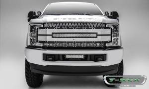 T-Rex Billet - 6315495 | T-Rex Torch Al Series LED Grille | Laser Cut Pattern | Aluminum | Black | Brushed Mesh And Trim | Chrome Studs | 1 Pc | Replacement - Image 1