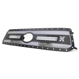 T-Rex Billet - 6319661 | T-Rex Torch Series LED Light Grille | Small Mesh | Mild Steel | Black | Chrome Studs | 1 Pc | Replacement | w/OE Logo Provision - Image 1