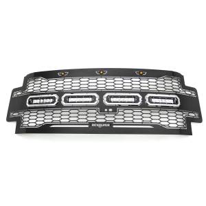 T-Rex Billet - 6515631 | T-Rex Revolver Series LED Grille | Laser Cut Pattern | Mild Steel | Black | Chrome Studs | 1 Pc | Replacement - Image 1