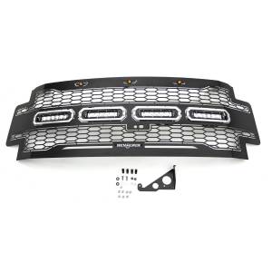 T-Rex Billet - 6515631 | T-Rex Revolver Series LED Grille | Laser Cut Pattern | Mild Steel | Black | Chrome Studs | 1 Pc | Replacement - Image 3