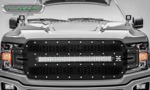 T-Rex Billet - 7315711 | T-Rex Laser Torch Series Grille | Laser Cut Pattern | Mild Steel | Black | Chrome Studs | 1 Pc | Replacement | Incl. 30 in. LED - Image 2